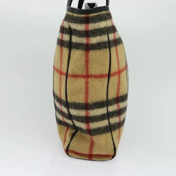 Burberrys Nova Check Blue Label Tote Bag Wool Beige - Picture 3 of 16